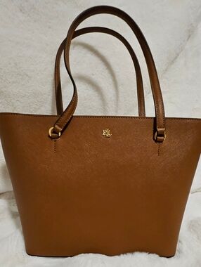 Lauren Ralph LaurenCrosshatch Leather Medium Karly Shopper Tote